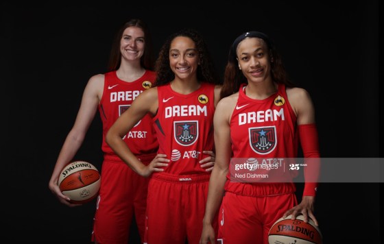 Atlanta Dream rookies Chennedy Carter, Jaylyn Agnew and Brittany Brewer.